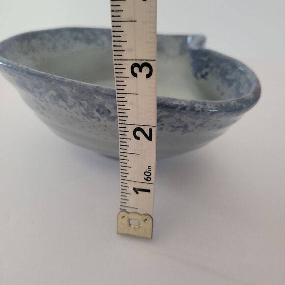 Crowded House Heart Shaped Blue Handthrown Pottery Ceramic Bowl - Picture 9 of 10